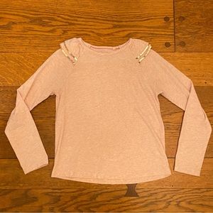 EUC Mini Boden Long Sleeve Ruffle Shoulder Shirt